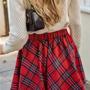 Cupshe Red Plaid A Line Mini Skirt